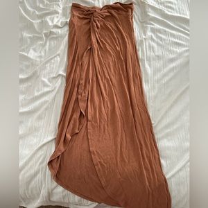 Tan long midi skirt